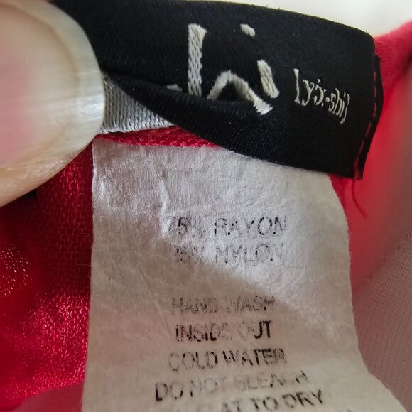 Yushi Poppy Red Swing Tunic Top OS Tie Sleeve Rayon Blend Lagenlook Scandi Boho - Picture 9 of 11